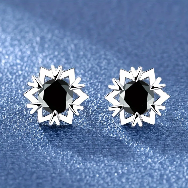 Female Cute Snowflake Stud Earring Rainbow Crystal Multicolor Zircon Earrings For Women Vintage Silver Color Jewelry Xmas Gifts