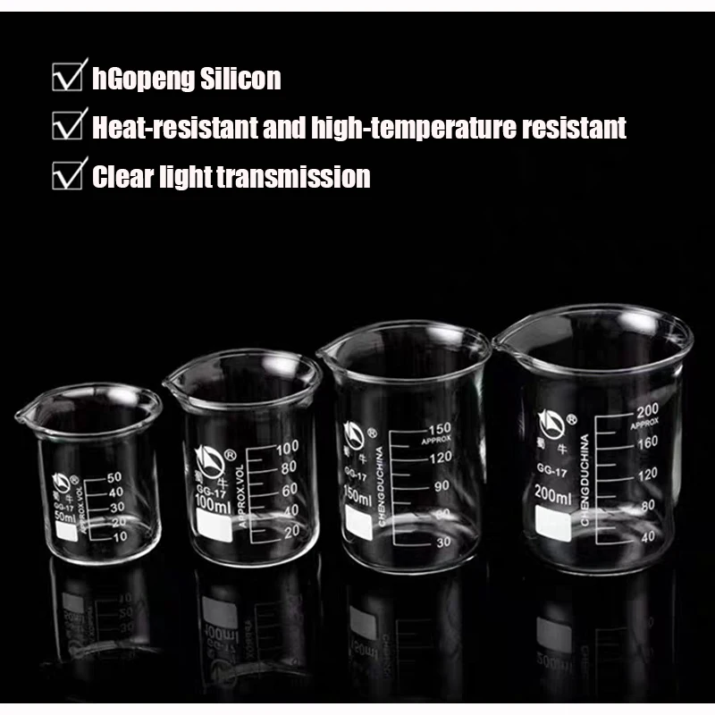 50ml/100ml/250ml/500ml Lab Heat-resist Scaled Measuring Cup Borosilicate Glassware Chemical Experiment Laboratory Equipment images - 6