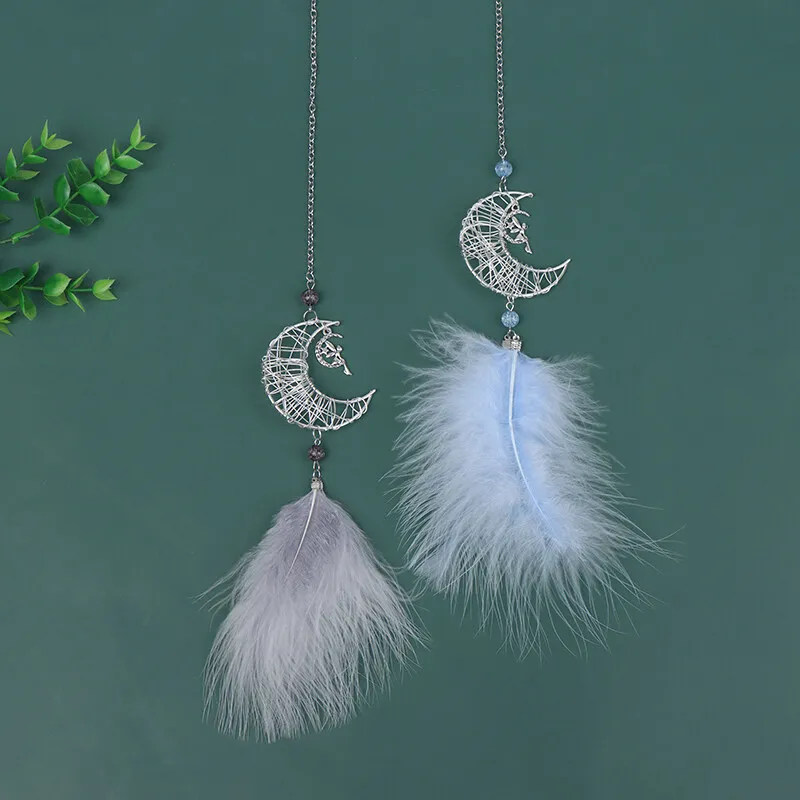 

Car Hang Ornaments Stars And Moon Feather Pendants Car Rearview Mirror Pendant Birthday Gift Auto Styling Decor Auto Accessories