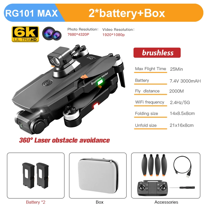 RC Quadcopter classic RG101MAX Obstacle Avoidance GPS Drone 6K HD Camera GPS Professional 5G FPV Long Distance RC Quadcopter Brushless Foldable Dron syma x5c remote control quadcopter RC Quadcopter