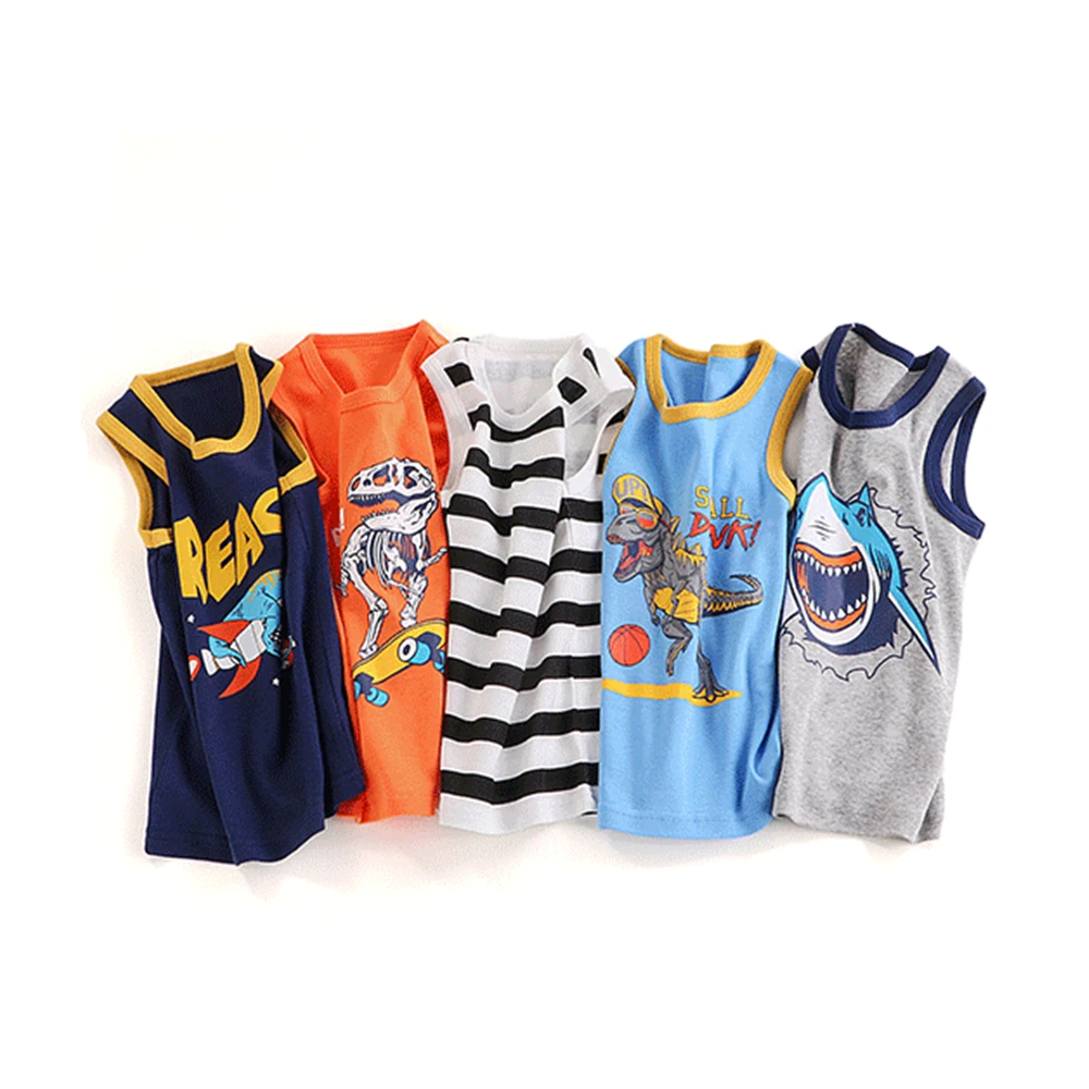 3 Pcs Cotton Cartoon Pattern 2-16Y Boys Underwear Tank Top Girls Kids Underwaist Child Soft Girl Vest Sleeveless Top Crop Tops