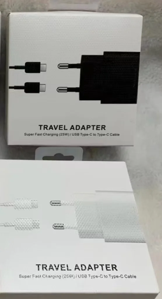 삼성 갤럭시 S22 S21 S20 용 초고속 충전기 전원 어댑터, USB C PD 벽 전원 어댑터, 박스 포함, 25W, 45W, EU, 영국, 미국, 10 개