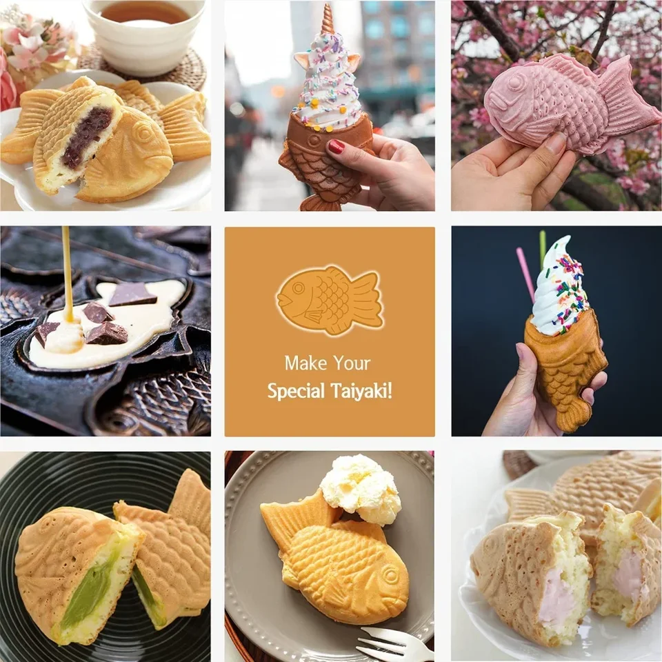 Moule à Gâteau en Forme de Poisson Taiyaki Antiadhésif Double Moule à Gaufres Moule à Gâteau en Forme de Poisson Taiyaki Antiadhésif Double Moule à Gaufres