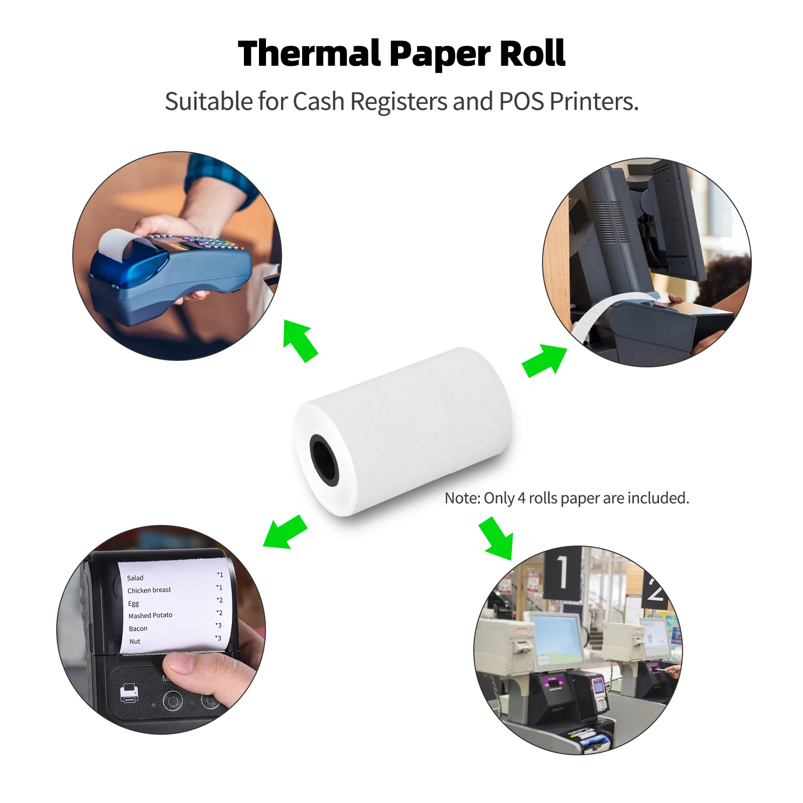 Thermal Paper Roll 57mm Printing Label Roll For Mobile POS Photo Printer Cash Register Paper Office Stationery
