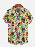 2024 Fashion Men's Hawaiian shirts Mexican Style Colorful Graffiti Art Poster Prints Short Sleeve Shirt  Hawaii style clothing 2