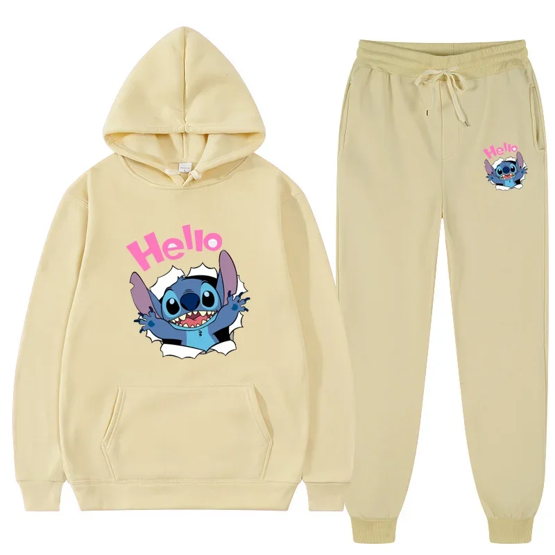 

Disney Hip Hop Suit Fashion Sports Hoodie Disney Lilo & Stitch Film Leisure Sportswear Autumn/Winter Set For Men Women Sportset