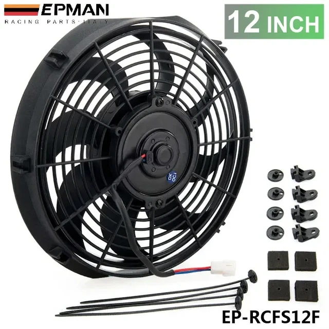 EPMAN Racing Auto Universal 12V 12 Elektrische Fan Gebogene S Klingen Kühler  Lüfter Für Kühler Ölkühler EP-RCFS12F - AliExpress