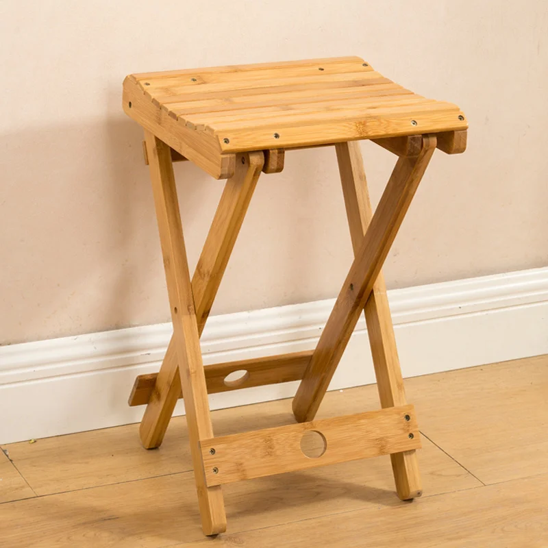 Folding Chair Collapsible Bamboo Stool Portable Fold Away Beach Chair Bamboo Stool Seat Shoe Changing Stool Home Furniture