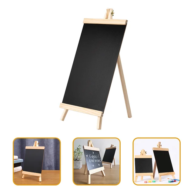 Blackboard Wooden Standing Message Mini Chalkboards Sign Tabletop Holder Vertical Billboard