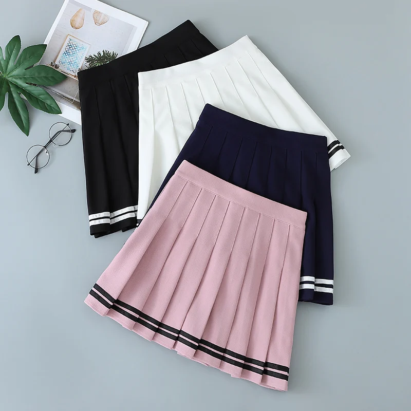 High-Waisted Skirt Elastic Pink Fairy Grunge Black Mini Pleated Skirt Woman Fashion 2022 Summer Clothes School Girl Uniform 3