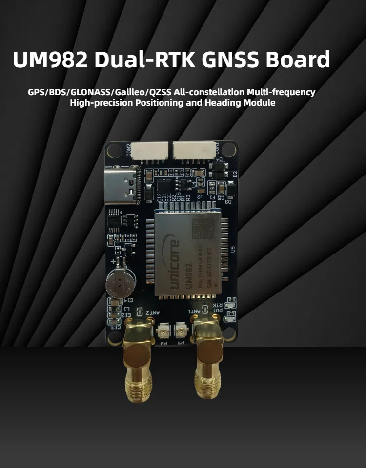 Module GNSS UM980 installé sur un récepteur radio. Achetez Module GNSS UM980 ou UM982 haute précision pour vos applications.