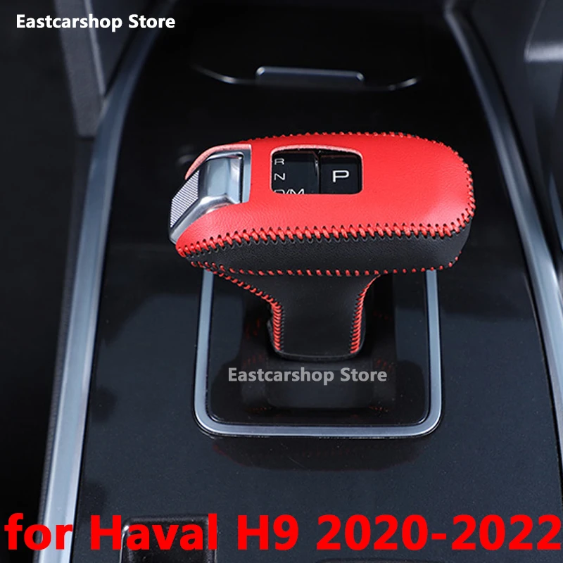 

For Great Wall Haval H9 2020 2021 2022 Car Leather Knob Cover Gear Head Shift Knob Cover Gear Shift Collars Case Protective