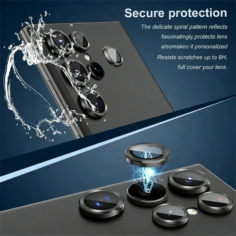 Titanium Alloy Camera Protector Ring with HD 9H Glass Rear Lens Case
