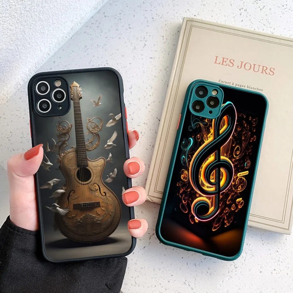 Music Score Musical Violin Guitar Phone Case Per Iphone 14 11 12 13 Mini Pro Max 8 7 Plus X Xr Xs Max Cover Opaca Traslucida