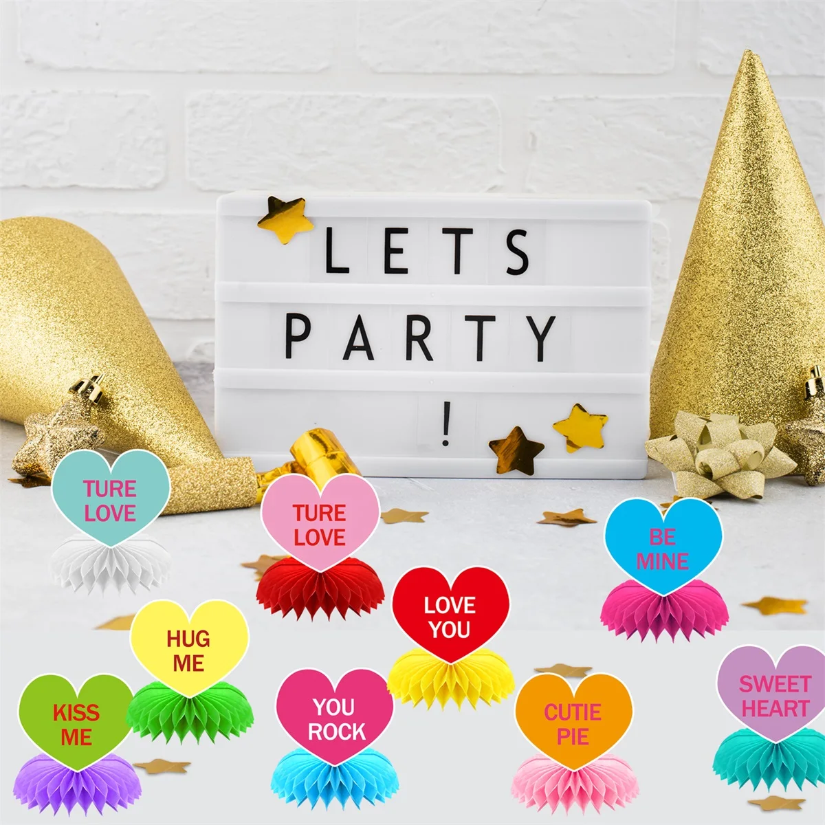 Set of 10 Elegant Heart-shaped Valentines Day Centerpieces for Tables - Romantic Table Decorations for Party Celebration