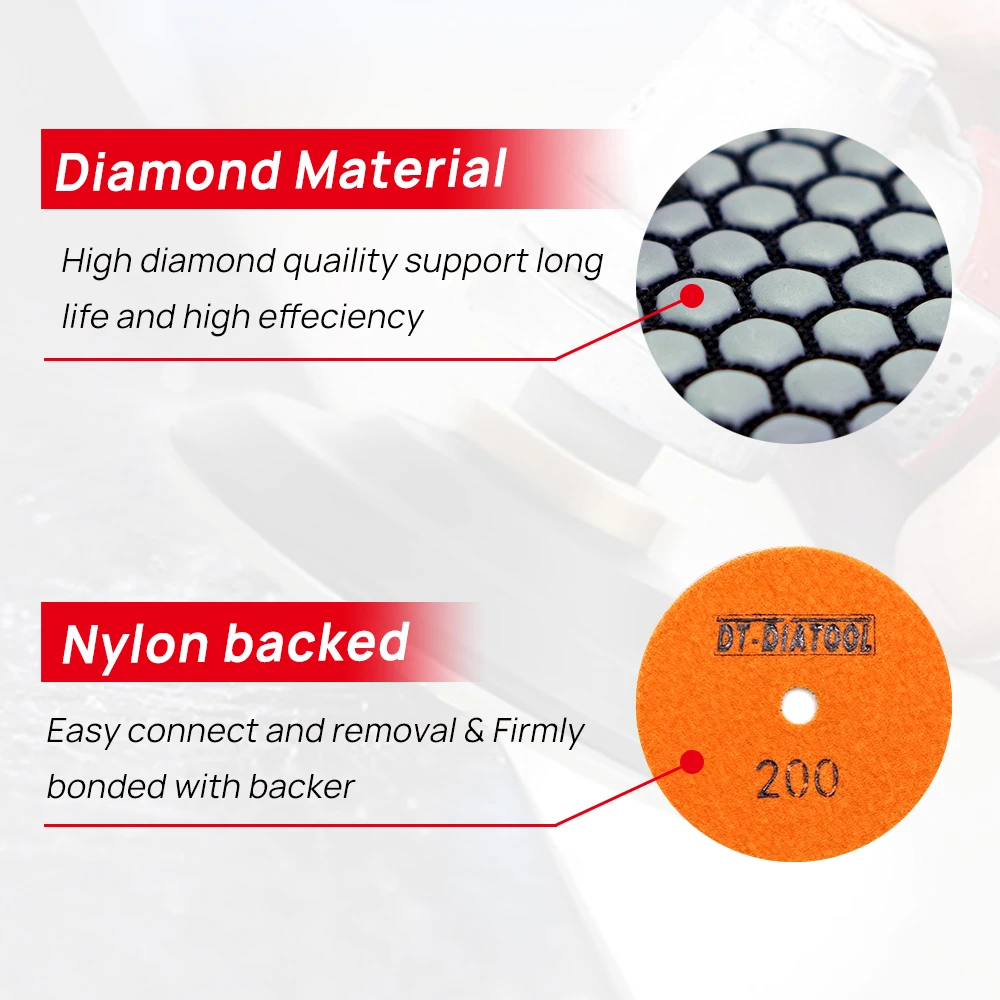 DT-DIATOOL 6pcs/pk Diamond Dry Polishing Pad Sanding Discs Dia 4\
