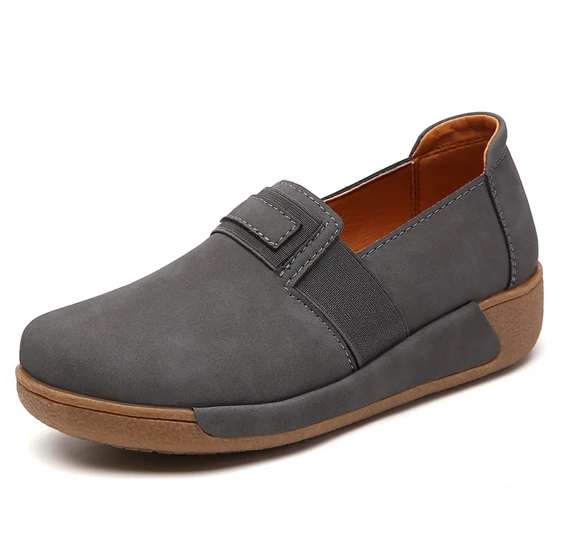 2024 Women Mother Female Genuine Leather Shoes Platform Flats Loafers Slip On Korean Plus Size 40 Vulcanized Shoes 4