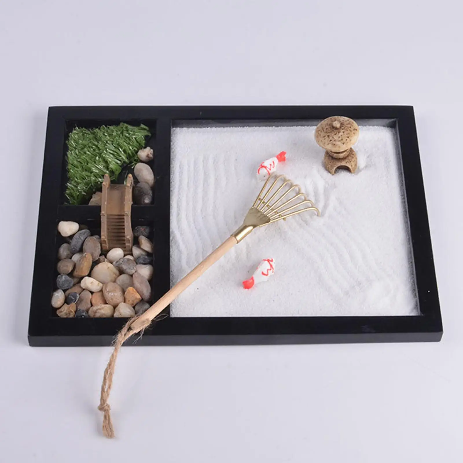 Zen Garden Kit Relaxation Mirco Landscape with Incense Holder for Desktop