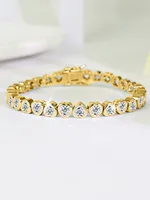 Bracelet jonc tendance en or 14 carats avec cœur et diamant de laboratoire de 4 mm, pour femme, idéal pour fiançailles, mariage, bijoux de fête, cadeau 2
