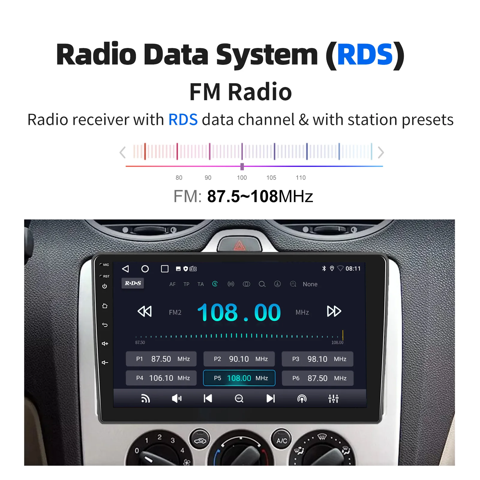 ESSGOO 9" Android 15 Kabelloses Carplay 32G/64G Für Ford FOCUS MK2 Transit MK7 Autoradio GPS Navi FM BT RDS SWC WiFi Mirror Link – Detail 21