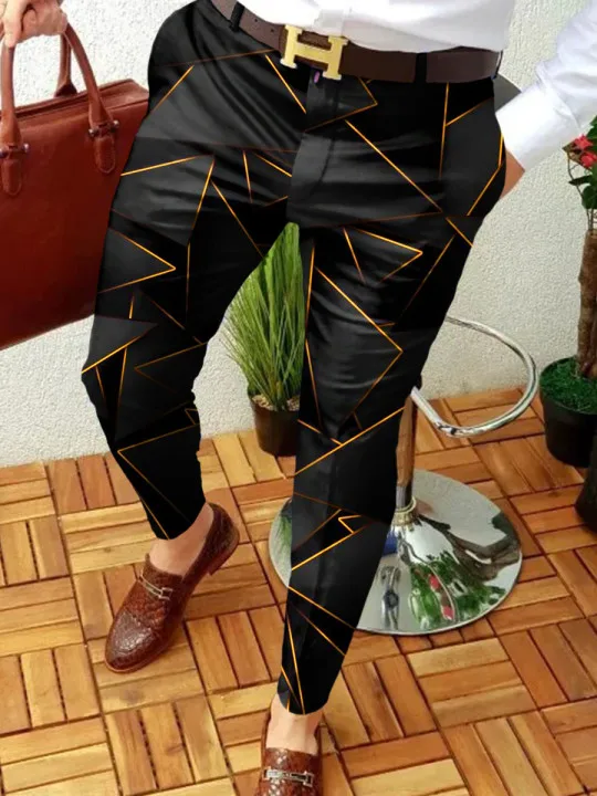 2022 NEW Men Business Casual  Trousers Retro Pattern Print Straight Long Pants Mens Spring Autumn Fashion Streetwear