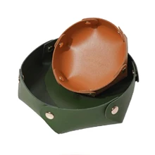 

Removable Key Tray PVC Leather Catchall with Metal Buttons Nightstand Entrance Organizer for Watch Jewelry Key Phone Candy