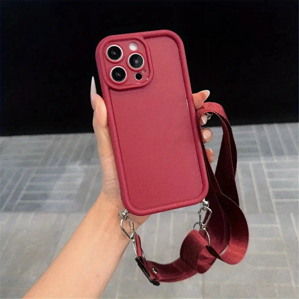 Crossbody Necklace Lanyard Chain Phone Case with Matte Soft Cover