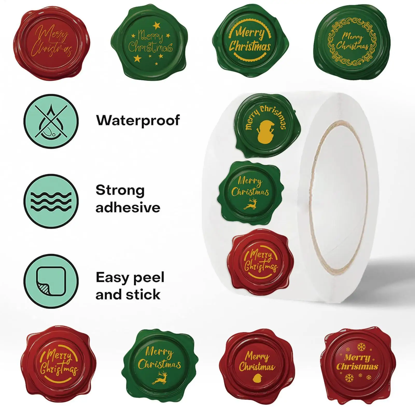 Christmas Envelope Seal Stickers 500 Pieces Holiday Decals Decorative Packaging Seal Sticker Label For DIY Craft Lovers Stocking