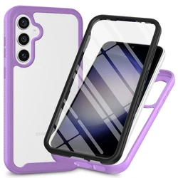 Transparent Shockproof Armor Phone Case Cover with Full Coverage PET Screen Protector - A17 4G or A17 5G (Light Purple)