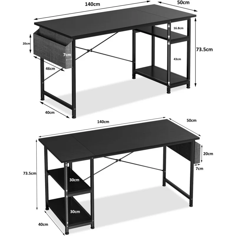 مكتب كمبيوتر للألعاب مع حقيبة تخزين ورفين وحامل وح...