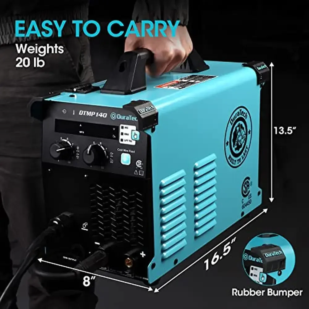 140A Welding Machine 120V 4-in-1 Flux Core Gasless MIG Welder Stick TIG Suitable 2-11lbs Coils Dual Panel Control CSA Certified 6