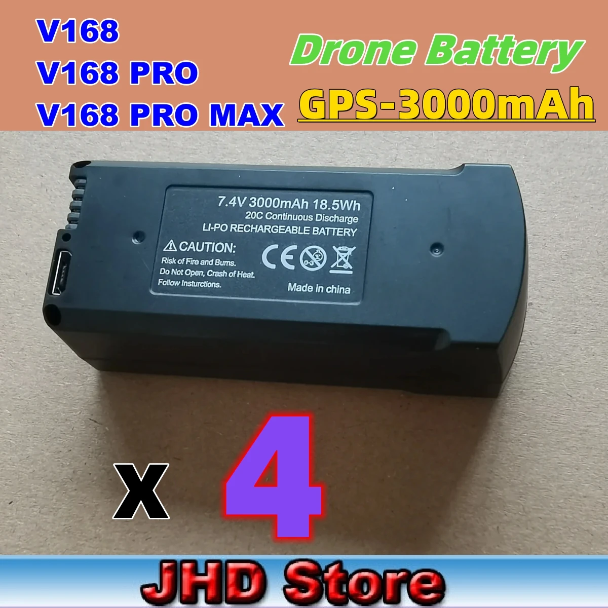 Description Picture 6 of itemJHD Original V168 GPS Battery 7.4V 3000mAh V168 Drone 3.7V 2000mAh For V168 PROMAX RC Quadcopter V168 GPS Battery