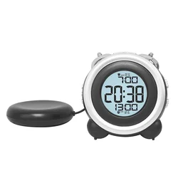 Vibrating Dual Alarm Clock for Deep Sleepers and Hearing Impaired (Black)