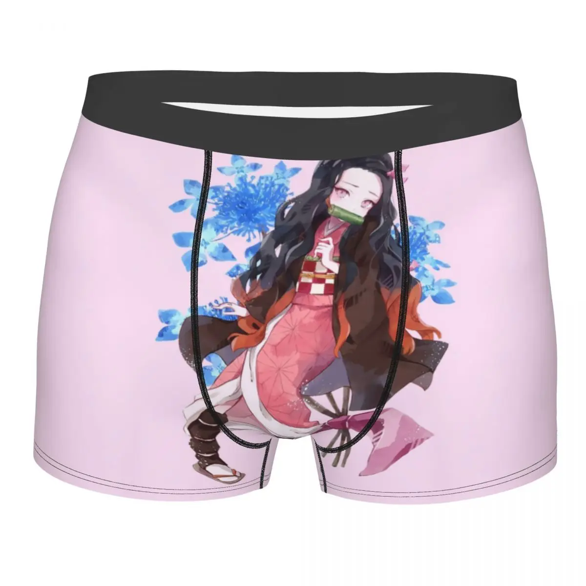 

Nezuko Floral Pink Demon Slayer Men Underwear Boxer Briefs Shorts Panties Fashion Breathable Underpants for Homme Plus Size