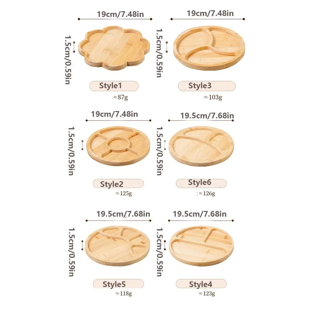 Round Wooden Divided Fruit Tray Nut Platter Multi-cell Food Storage Tray Wooden Handcrafted Fruit Snack Plate 6