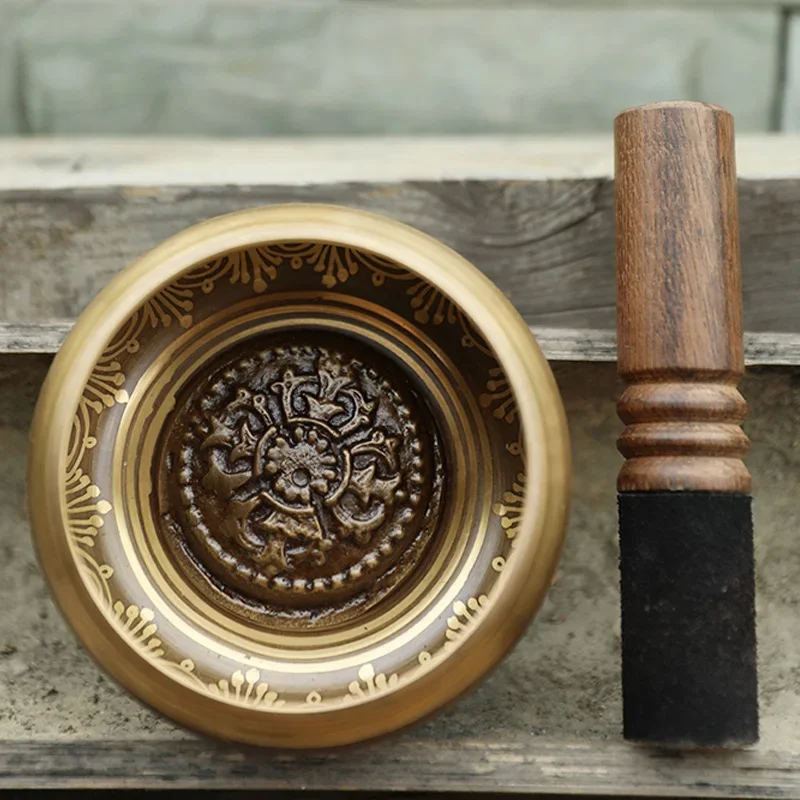 Creative Nepal Handmade Tibetan Singing Bowl Set, Decorative Wall-dishes, Resonance Healing Meditation, Chakra Singing Bowl, 1Pc 4