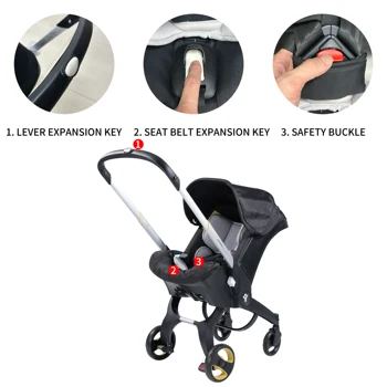 Foldable baby stroller, metal frame, adjustable handle direction, with sunshade, very suitable for outdoor shopping 6