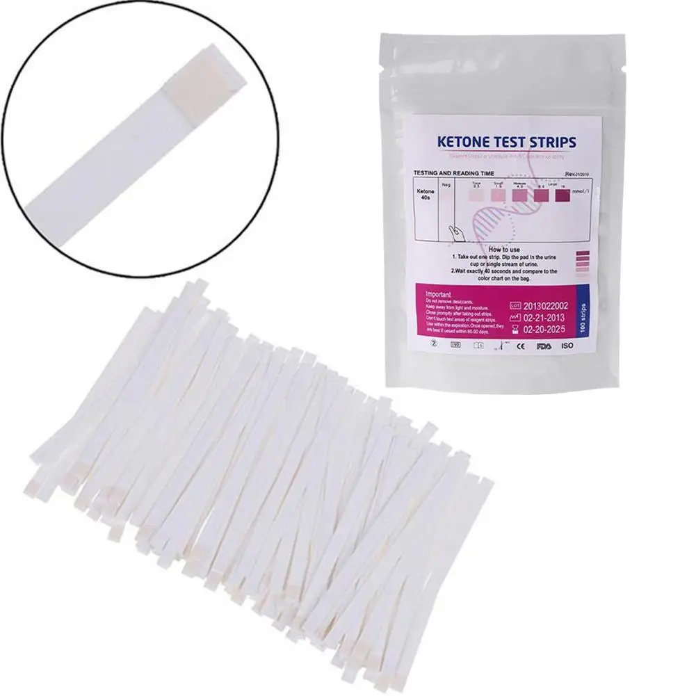 1 Set 100pcs URS-1K Test Strips Ketone Reagent Testing Urine Anti-vc Urinalysis Home Ketosis Tests Analysis Professional Fast