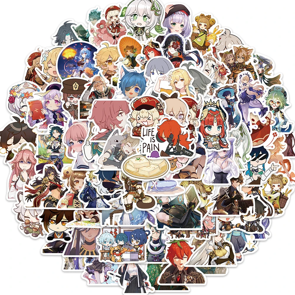 10/30/50/100PCS Genshin Impact Cute Anime Stickers Game Decals Decals Decal DIY Phone Scrapbook Luggage Helmet Graffiti Sticker