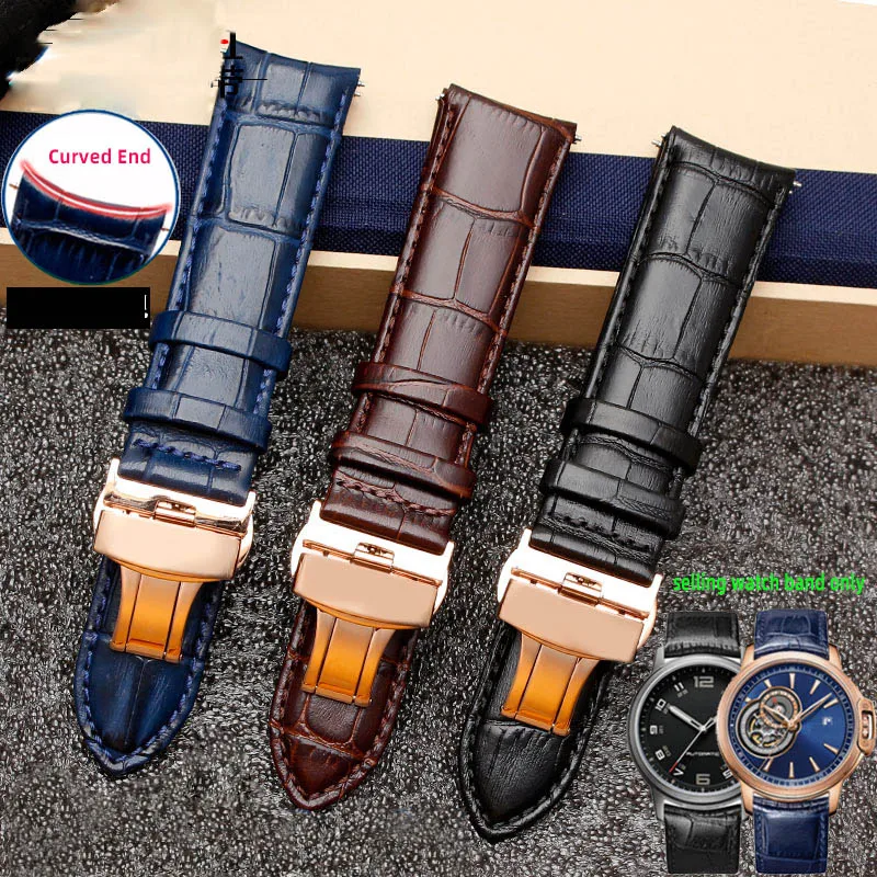 

Ремешок из воловьей кожи с изогнутым концом для мужских часов Rossini Tissot Citizen seiko mido Arc Mouth, универсальный ремешок, 20 21 22 мм