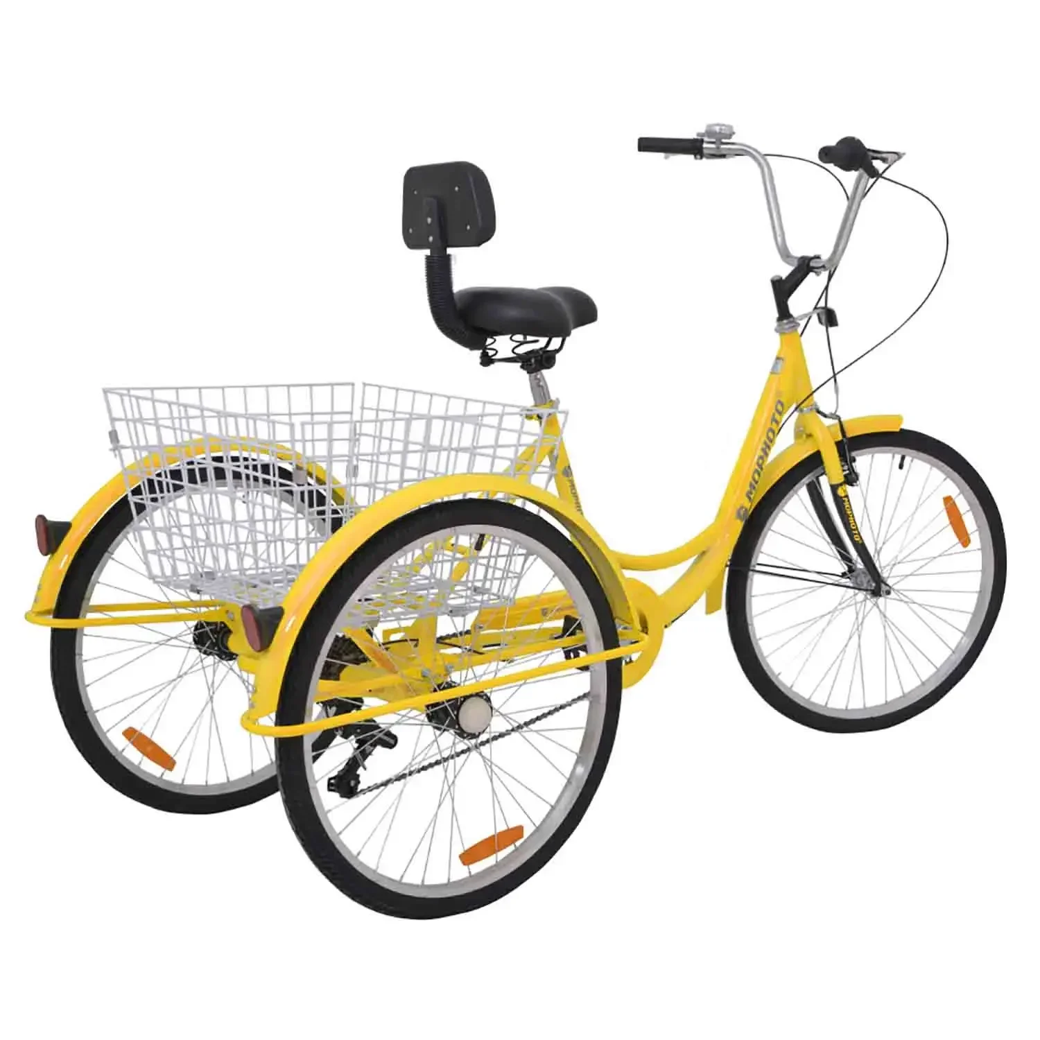 24 Pollici Adulto Telaio In Acciaio 7 Velocità Triciclo Para Adulto 3 Ruote Trike Cargo Risciò Pedale Bici Triciclo