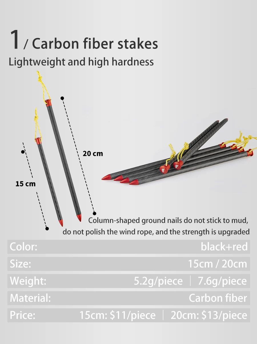 Description Picture 5 of item3F UL GEAR 15.5cm Pegs Aluminum Stakes Nail For Camping Tent Rope Ultralight Tent Accessories 5 pcs Equipment Outdoor Travel