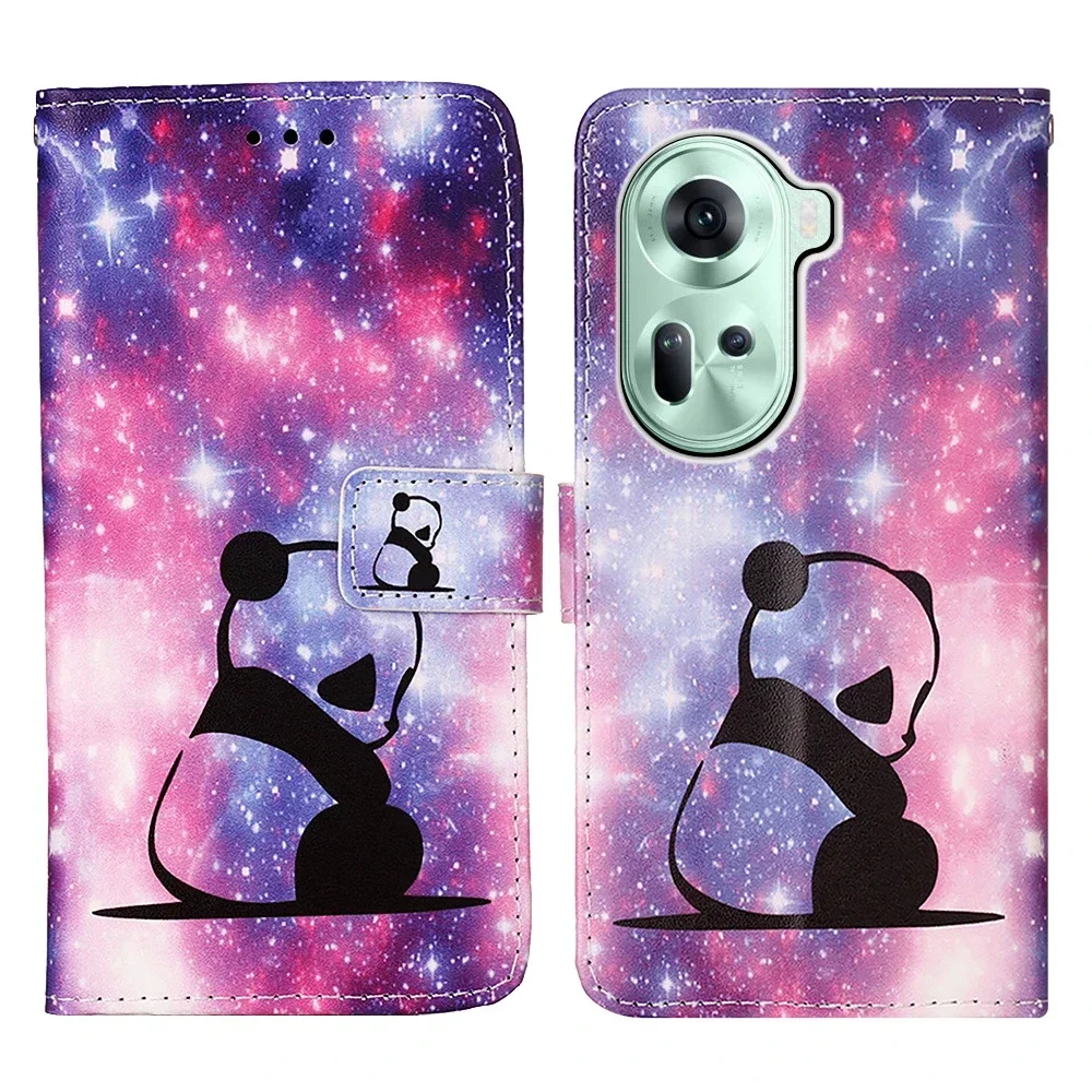 Leather Wallet Case with Artistic Design - Painted Cover