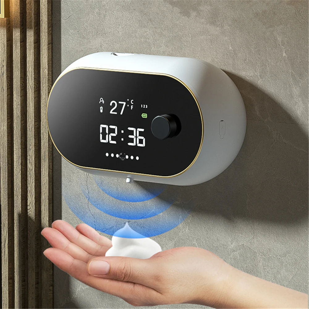 

Automatic Foam Soap Dispenser with LED Temperature Display Wall-mounted USB Charging Auto Sensor Liquid Soap Dispenser Touchless
