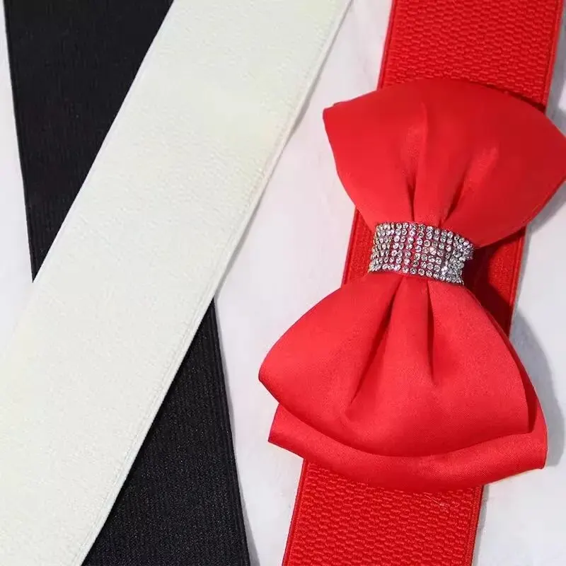 Women's Belt Fashion Bow Waist Seal Elastic Wide Belt Trendy Versatile Waist Decoration Waist Seal With Dress Women's Waistband