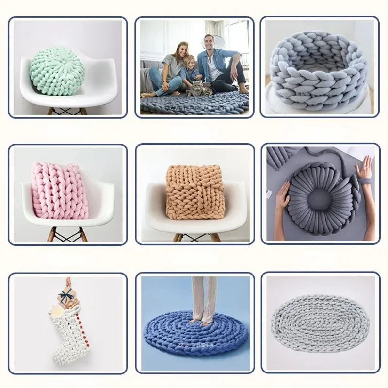 Description Picture 4 of item1KG Thick Super Bulky Chunky Yarn for Hand Knitting Crochet Soft Big Cotton DIY Arm Knitting Roving Spinning Yarn for Blanket