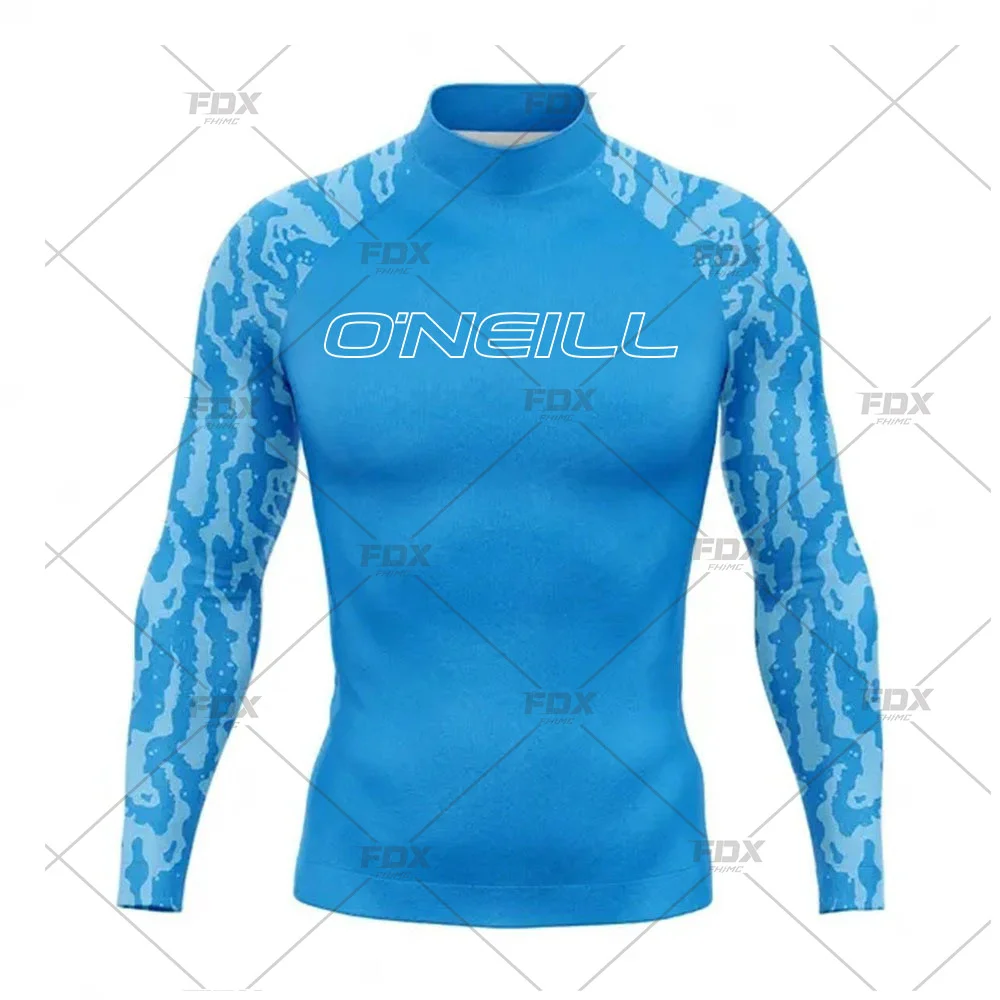 Oneill Men's Surfing Long Sleeve Surf Shirt Rashguard UV Protection Beach Sunwear Swimwear UPF Gym Clothes