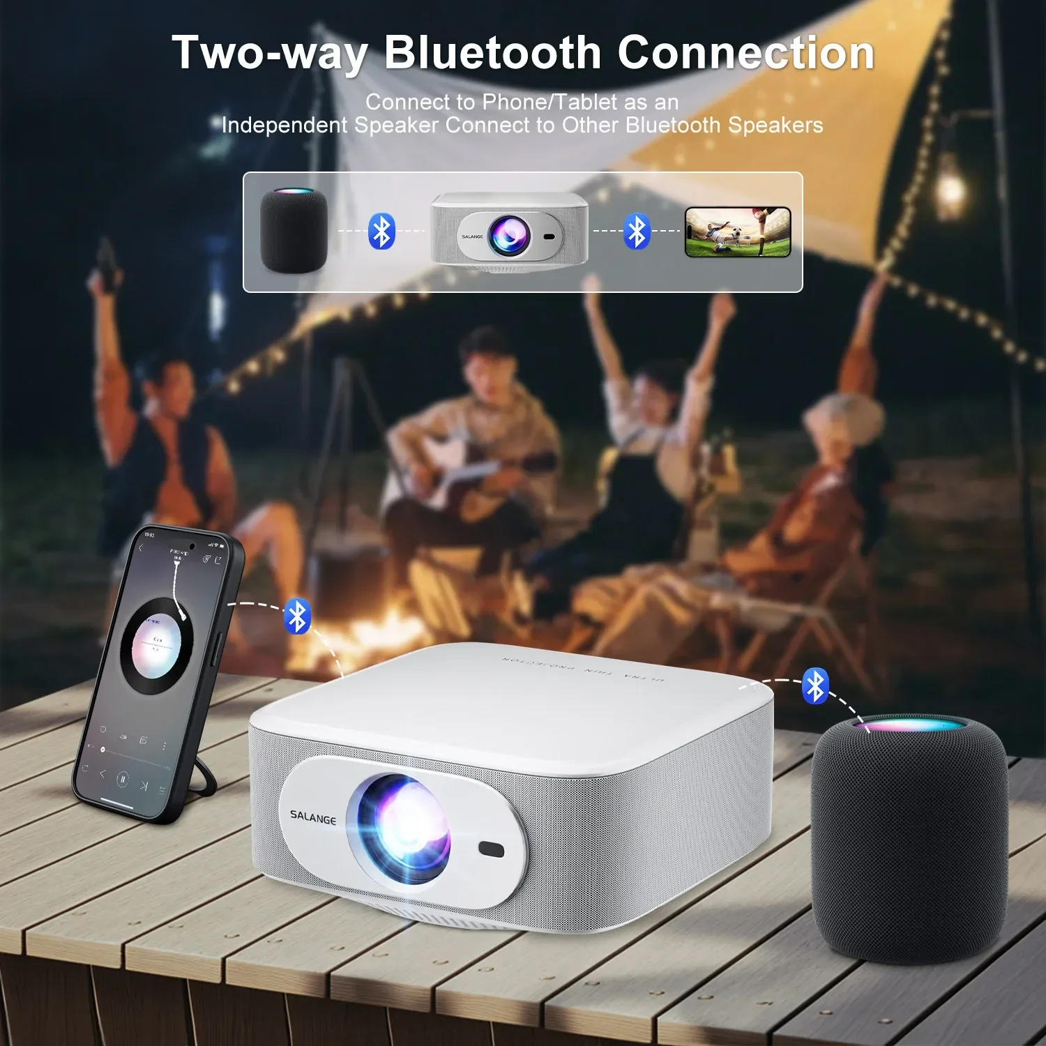 Salange 공식 Netflix 프로젝터 네이티브 1080P 4K 프로젝터 안드로이드 13, WiFi Bluetooth 5.2 전자 초점 및 자동 보정