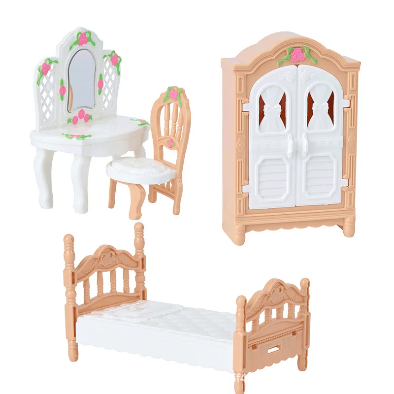 set Cute Miniature Dollhouse Furniture Accessories Kids Toys