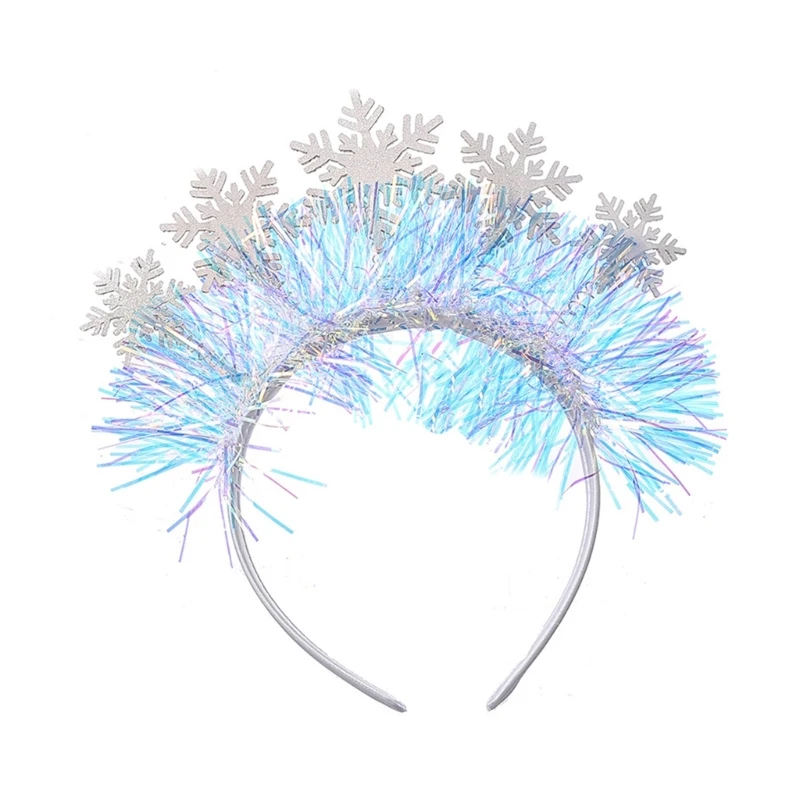 

Adult Teens Tinsels Headband Snowflake Shape Hair Hoop Carnivals Party Headpiece Prom Party Cosplay Costume Props